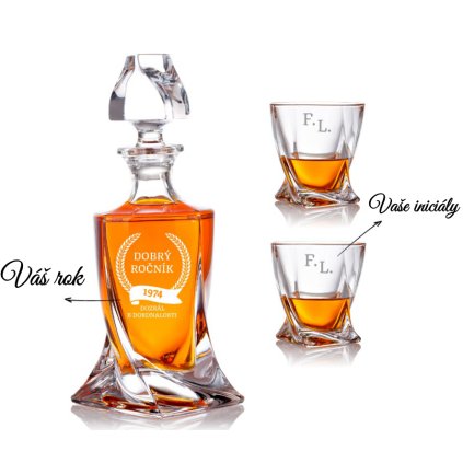 Bohemia Crystal křišťálový whisky set s gravírováním DOBRÝ ROČNÍK 1+2