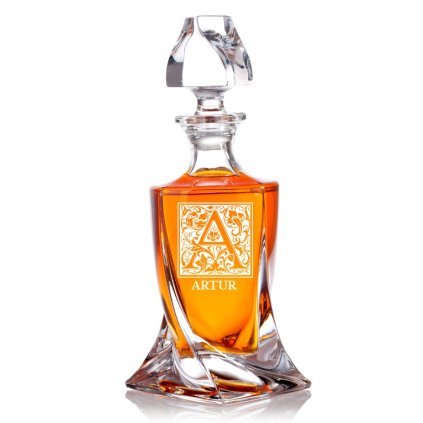 Bohemia Crystal křišťálová karafa na whisky s gravírováním INICIÁL
