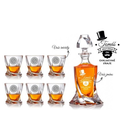 Bohemia Crystal křišťálový whisky set s gravírováním ON NESTÁRNE 1+6