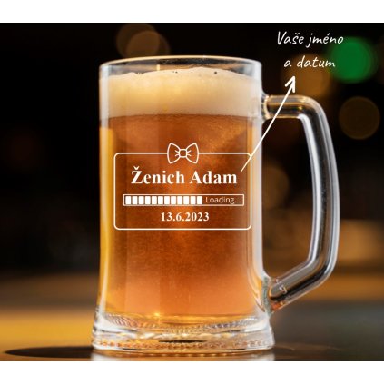 Pivní půllitr pro ženicha LOADING ŽENICH