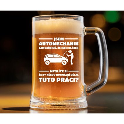 Pivní půllitr pro automechanika JSEM BLÁZEN