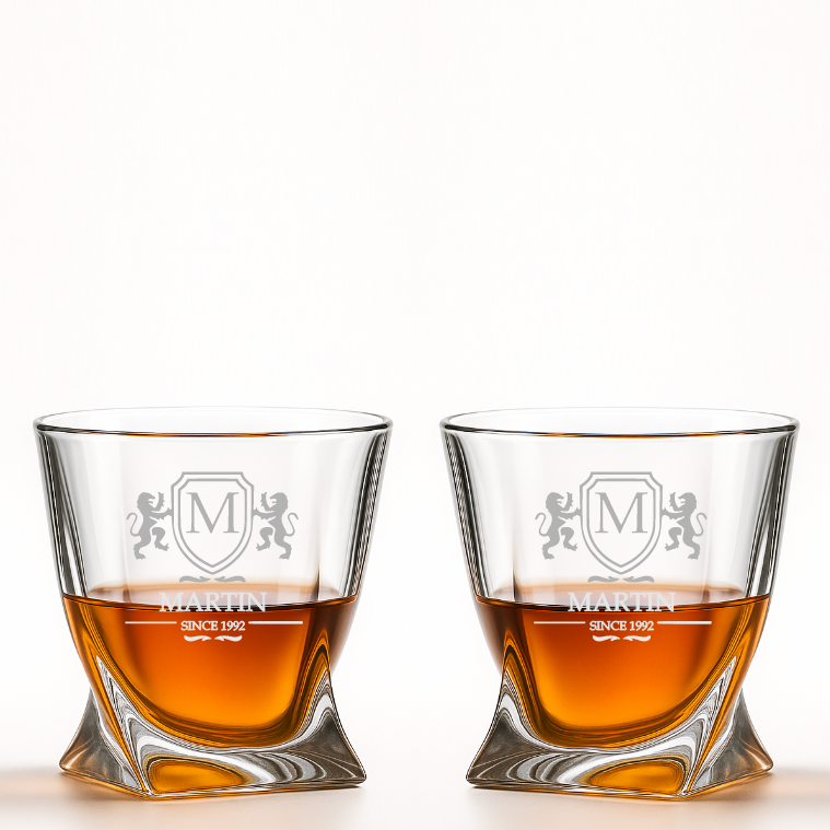 Dekorant Sklenice na whisky s monogramem Quadro 340 ml 2KS