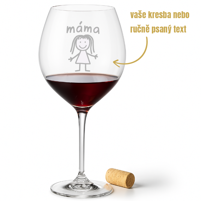 Dekorant Sklenice na červené víno s vaším ručně nakresleným obrázkem Uria 750 ml 1KS