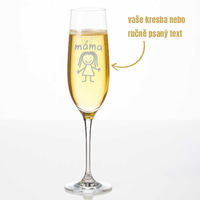 Dekorant Sklenice na šampaňské Uria s ručně psaným textem nebo obrázkem 270 ml 1KS