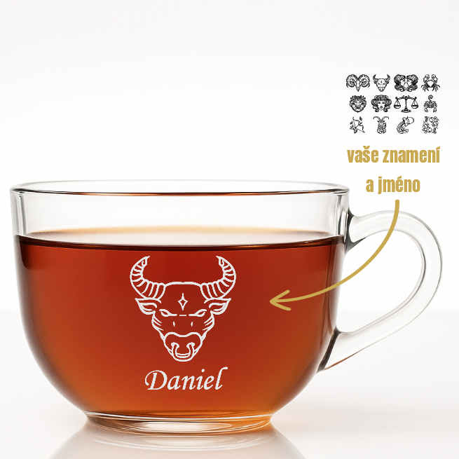 Dekorant Hrnek na čaj s vypískovaným znamením zvěrokruhu a jménem 700 ml 1KS