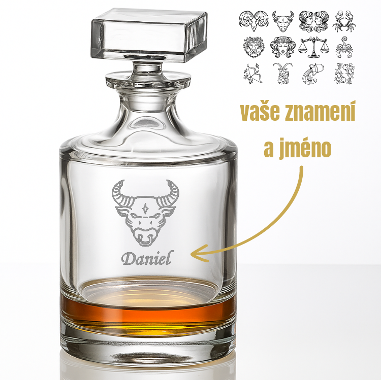 Dekorant Karafa na lihoviny Blank se znamením zvěrokruhu a jménem 500 ml