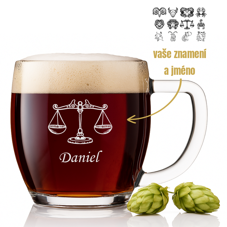 Dekorant Pivní třetinka VIENNA se znamením zvěrokruhu a jménem 300 ml 1KS