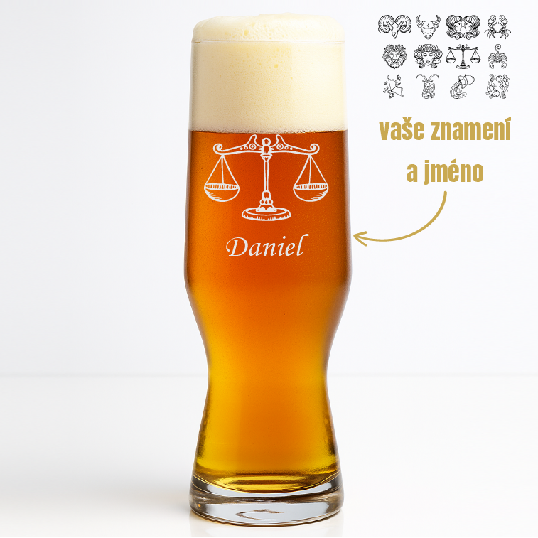Dekorant Sklenice na pivo BEER CRAFT se znamením zvěrokruhu a jménem 550 ml 1KS