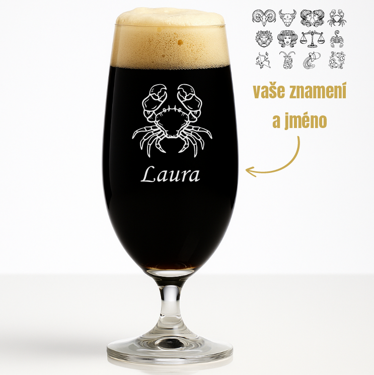Dekorant Sklenice na pivo Colibri se znamením zvěrokruhu a jménem 380 ml 1KS