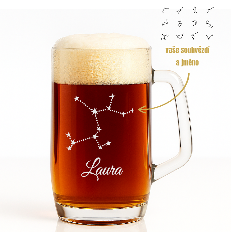 Dekorant Pivní třetinka Ludwig se souhvězdím a jménem 300 ml 1KS
