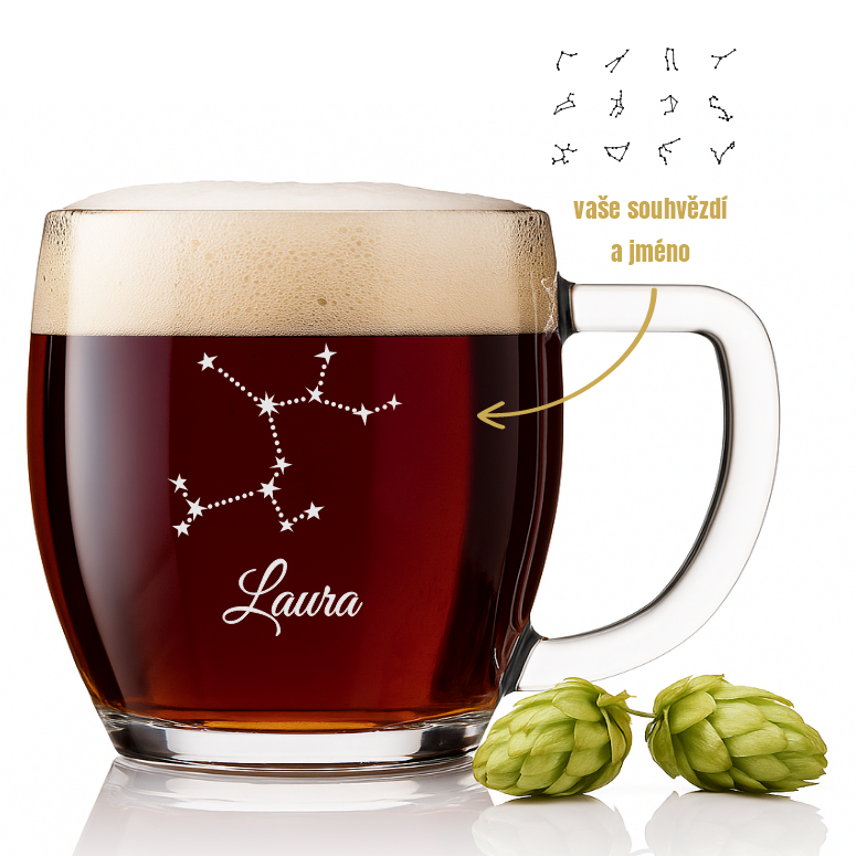 Dekorant Pivní třetinka VIENNA se souhvězdím a jménem 300 ml 1KS