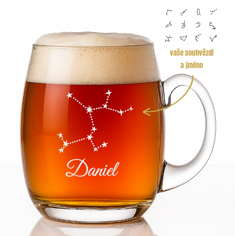 Dekorant Ručně foukaná sklenice se souhvězdím a jménem 650 ml 1KS