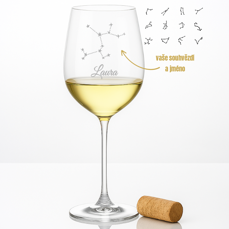 Dekorant Sklenice na bílé víno Uria se souhvězdím a jménem 480 ml 1KS