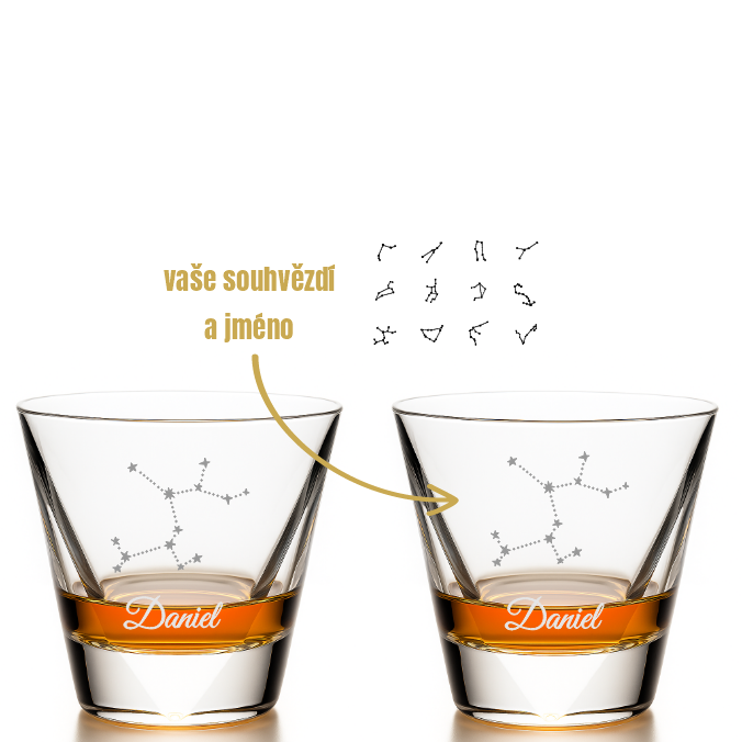 Dekorant Sklenice na lihoviny Triangle se souhvězdím a jménem 320 ml 2KS