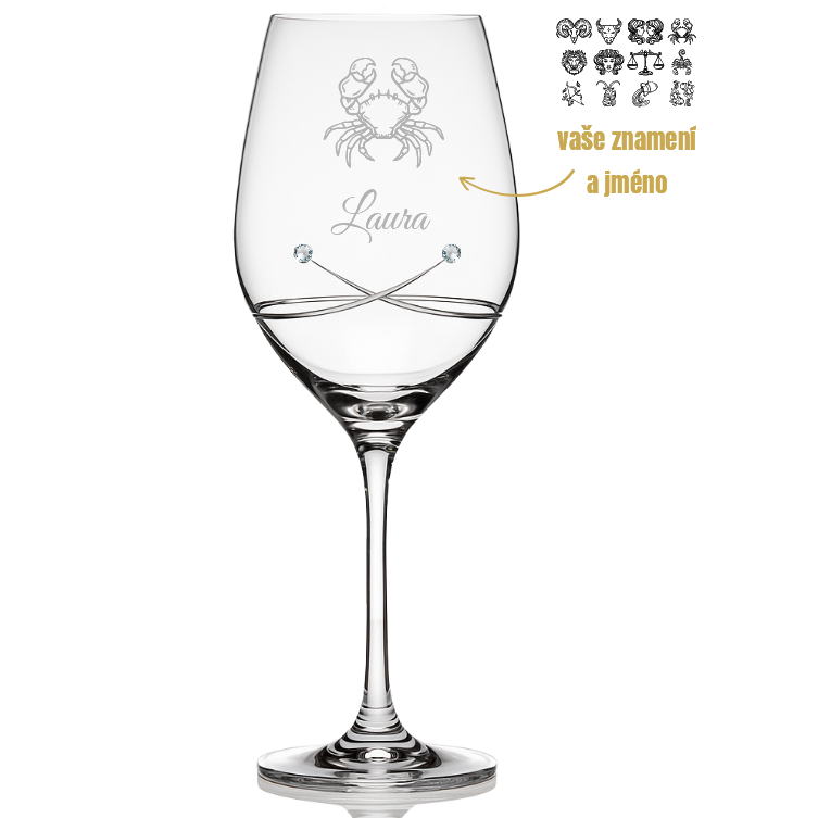 Dekorant Sklenice na víno Kiss se znamením zvěrokruhu a jménem 360 ml 1KS