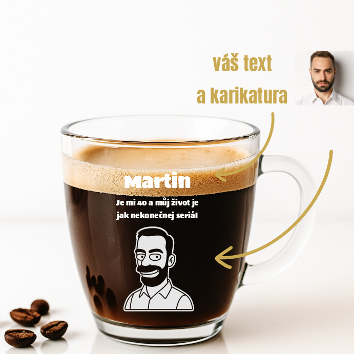 Dekorant Hrníček na kávu a čaj Aqua s karikaturou z fotky 215 ml 1KS