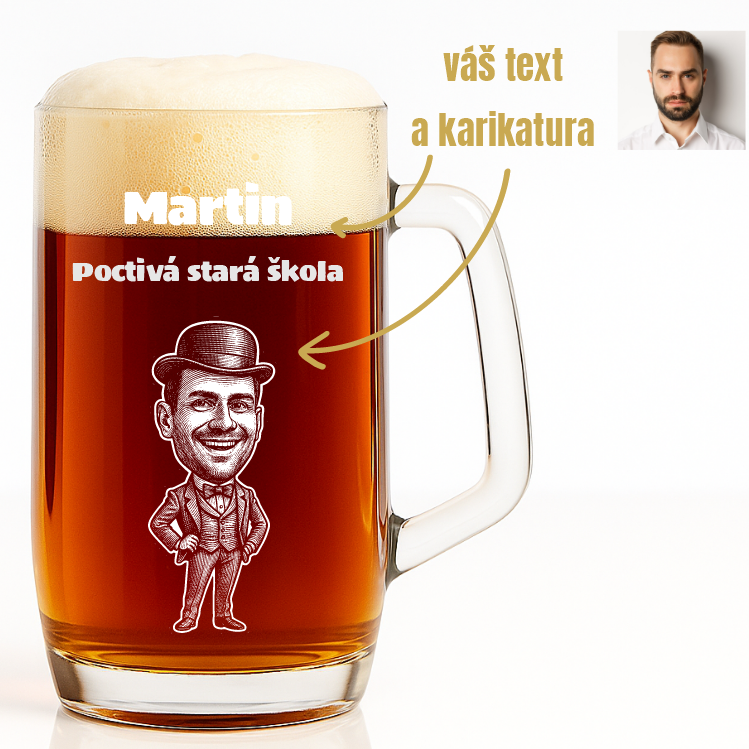 Dekorant Pivní třetinka Ludwig s karikaturou z fotky 300 ml 1KS