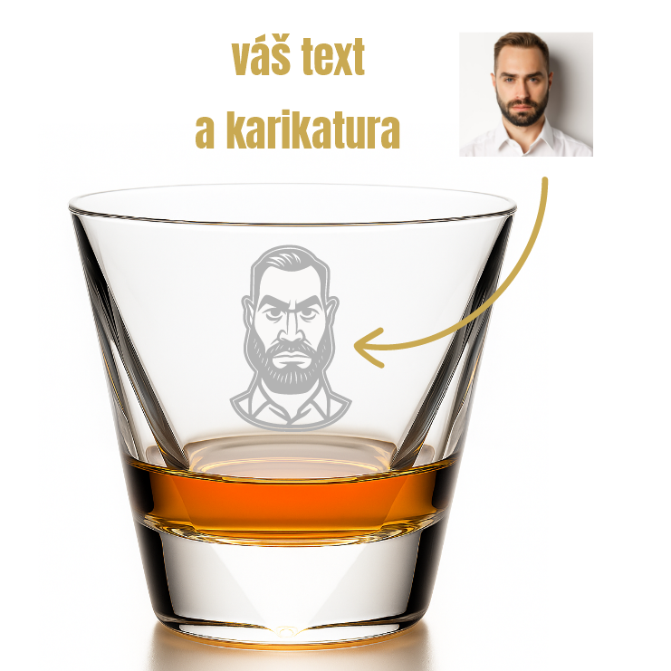 Dekorant Sklenice na lihoviny Triangle s karikaturou z fotky 320 ml 1KS