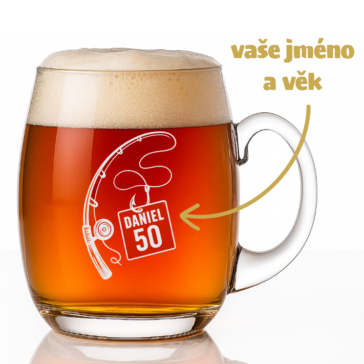 Dekorant Ručně foukaná pivní sklenice pro rybáře 650 ml 1KS