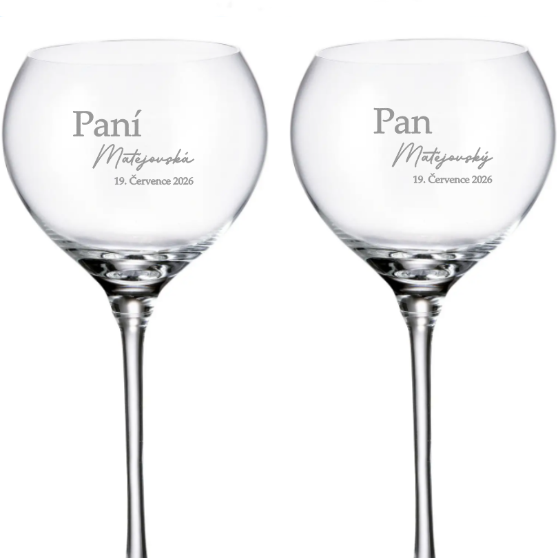 Dekorant Svatební sklenice na červené víno Carduelis 340 ml 2KS