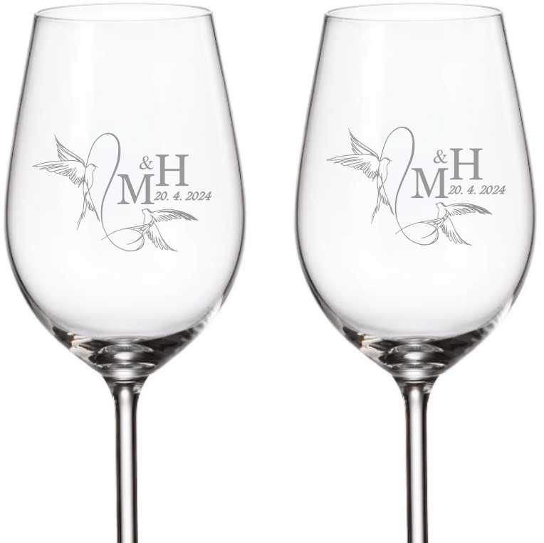 Dekorant Svatební sklenice na bílé víno Viola 350 ml 2KS