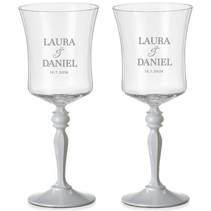 Dekorant Svatební sklenice na bílé víno Glass & Porcelain 300 ml 2KS