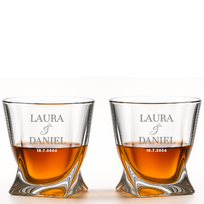 Dekorant Svatební sklenice na whisky Quadro 340 ml 2KS