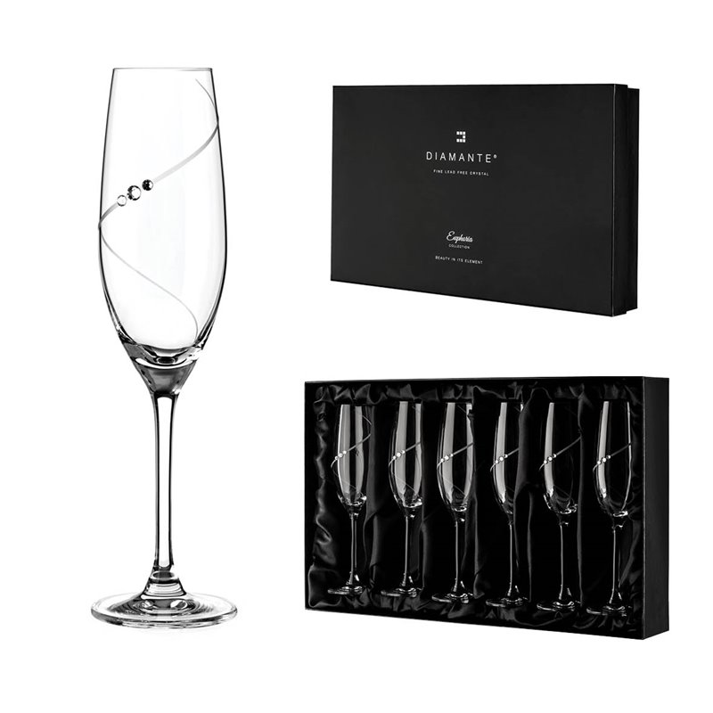 Diamante sklenice na šampaňské Silhouette City s kamínky Swarovski 200 ml 6KS