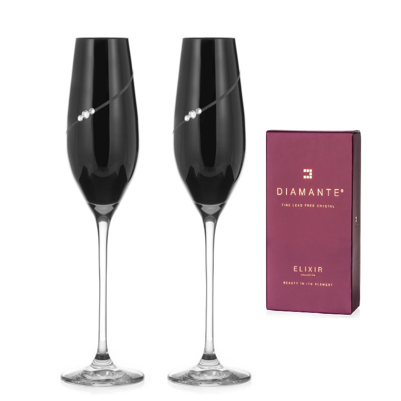 Diamante sklenice na šampaňské Silhouette City Black s kamínky Swarovski 210ml 2KS