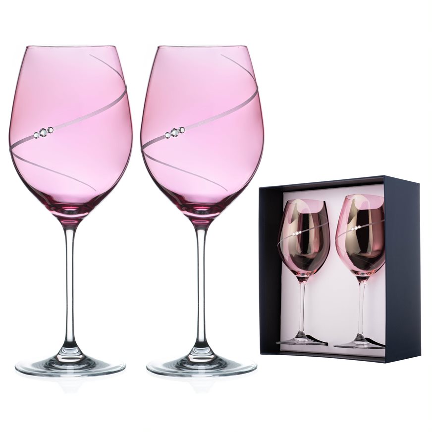 Diamante sklenice na červené víno Silhouette City Pink s krystaly Swarovski 470 ml 2KS