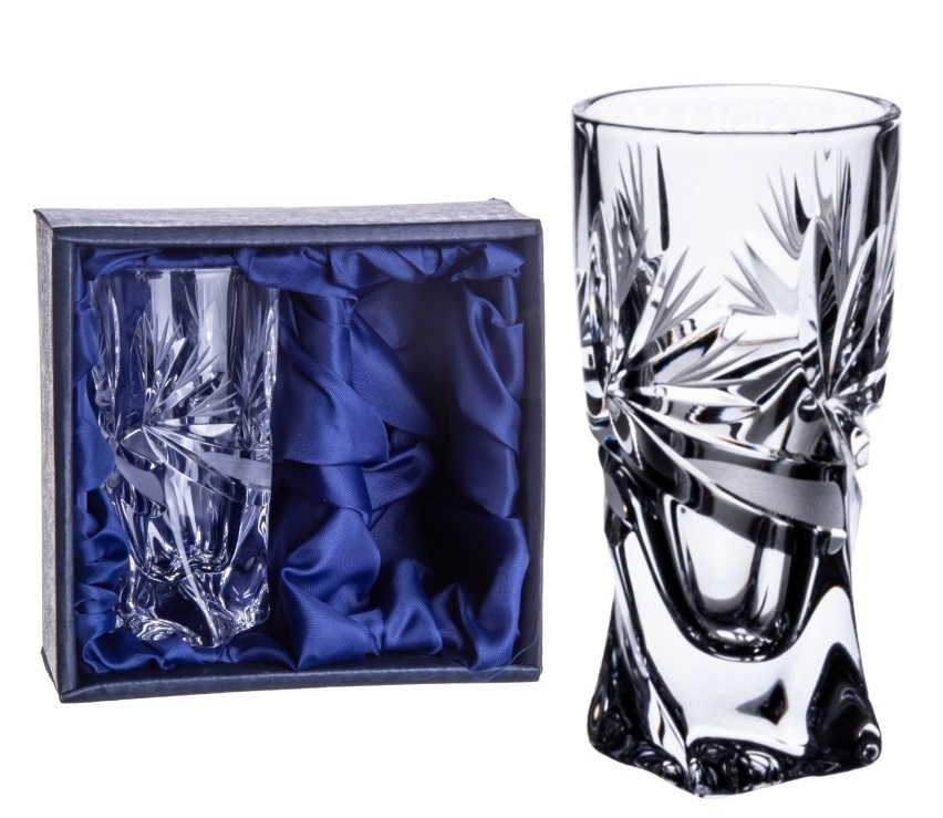 Bohemia Crystal ručně broušené sklenice na destiláty Quadro Mašle 50 ml 2KS
