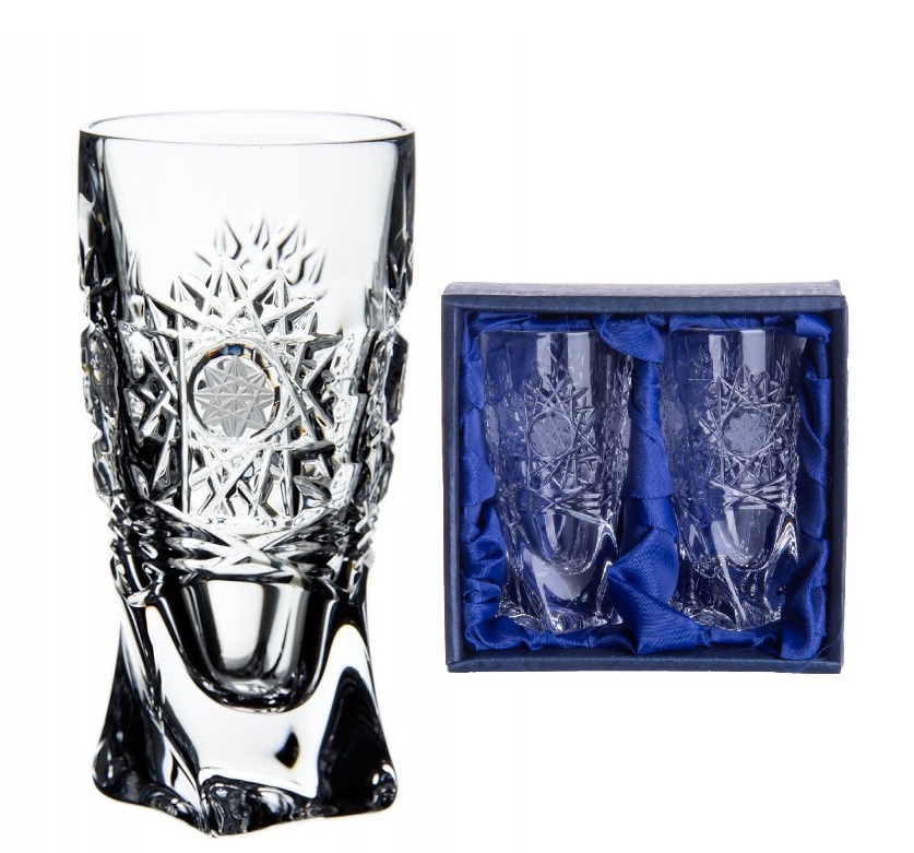 Bohemia Crystal ručně broušené sklenice na destiláty Quadro 500pk 50 ml 2KS