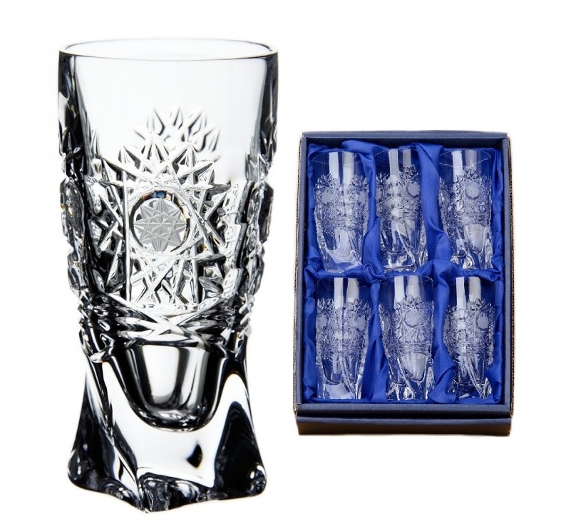 Bohemia Crystal ručně broušené sklenice na destiláty Quadro 500pk 50 ml 6KS