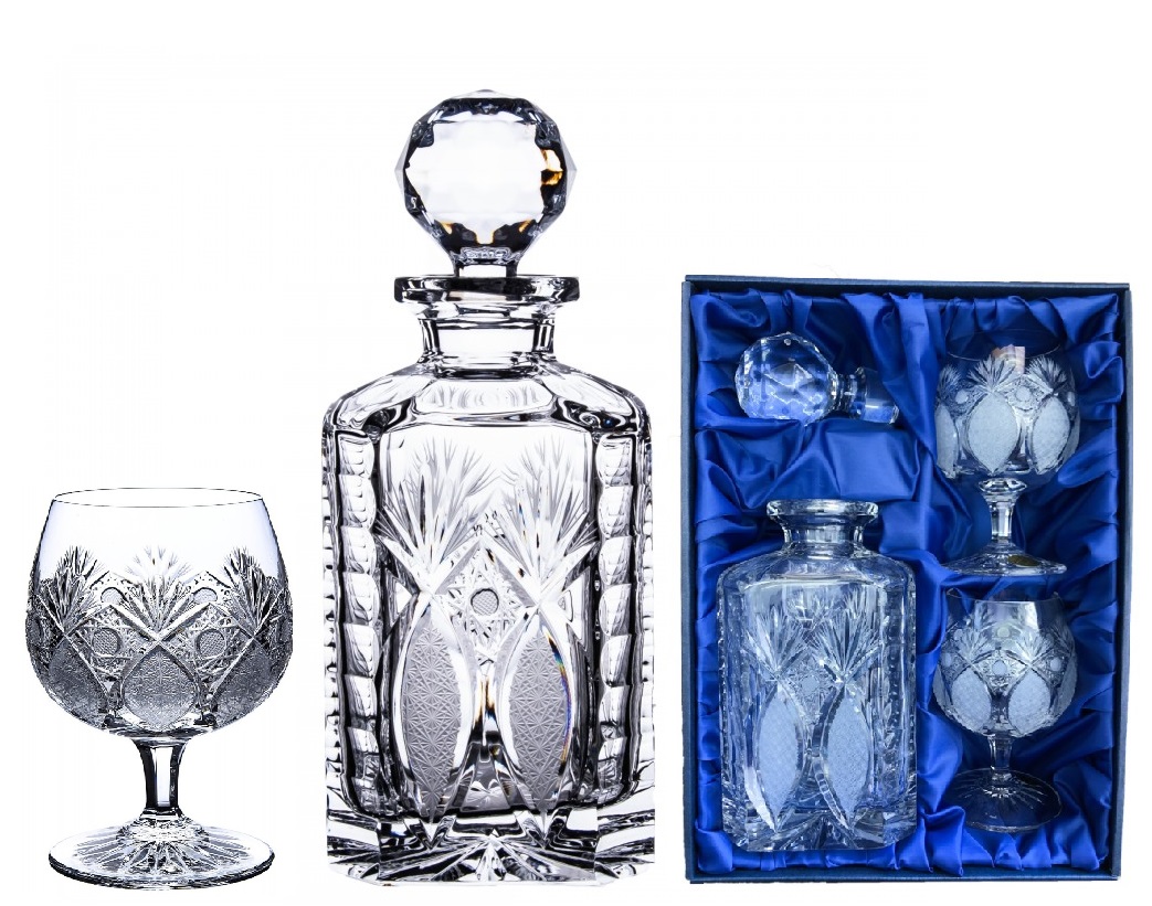 Onte Crystal Bohemia Crystal ručně broušený set na rum, brandy a koňak Exclusive 1+2