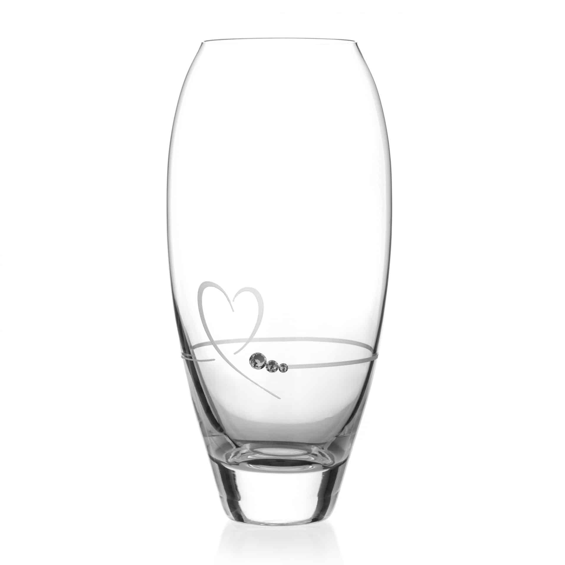 Levně Diamante křišťálová váza Petit Heart se Swarovski krystaly 18 cm