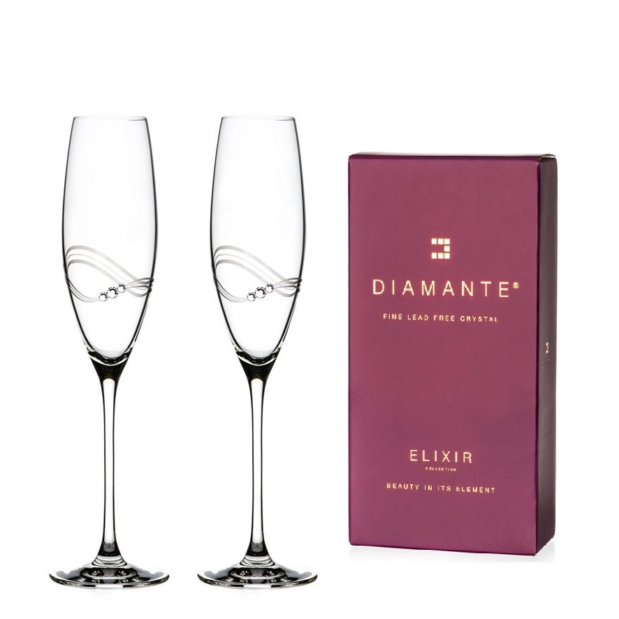 Diamante sklenice na šampaňské Desire s krystaly Swarovski 215 ml 2KS