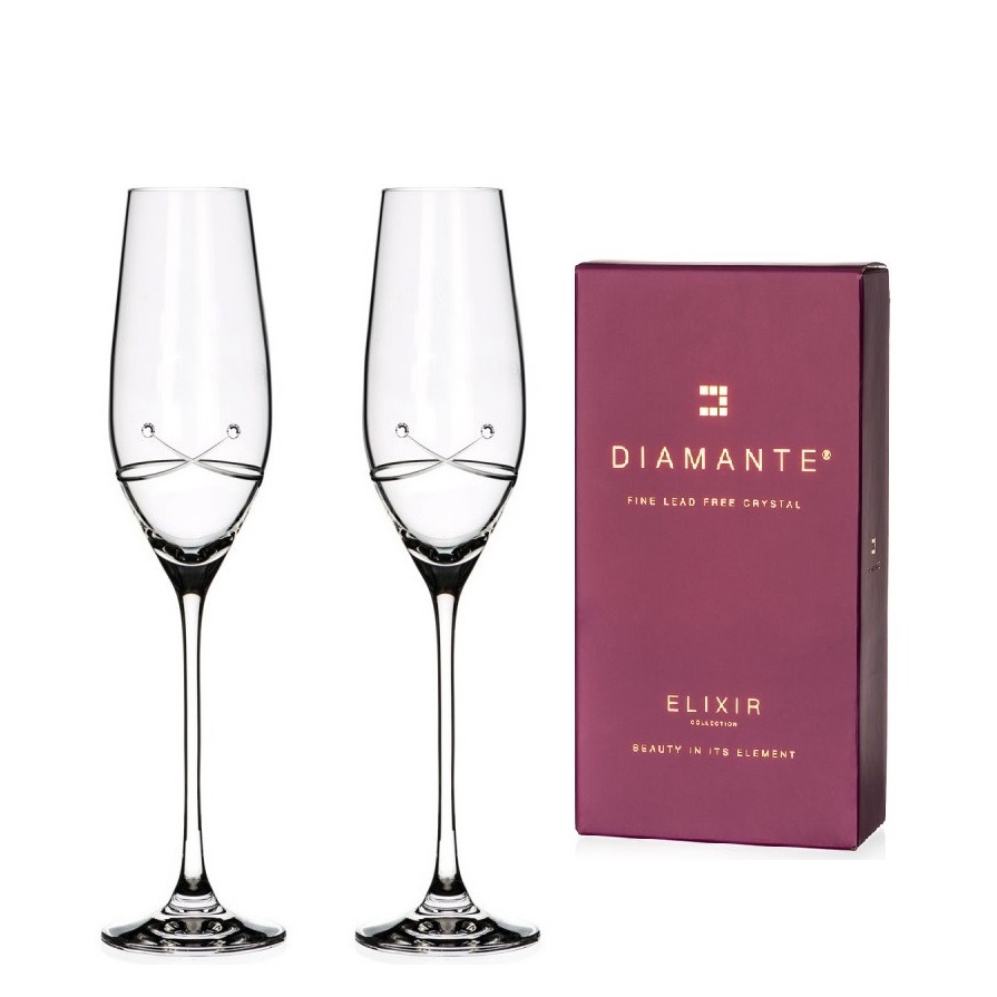 Diamante sklenice na šampaňské Kiss s krystaly Swarovski 210 ml 2KS