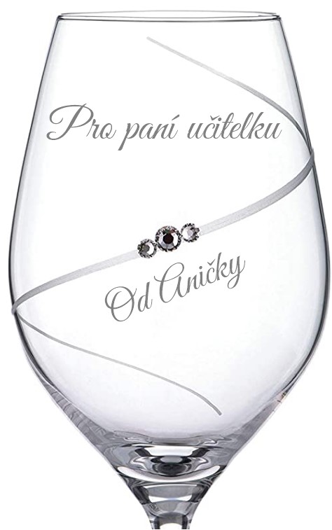 Dekorant Sklenice na bílé víno pro paní učitelku Silhouette City s krystaly Swarovski 360 ml 1KS