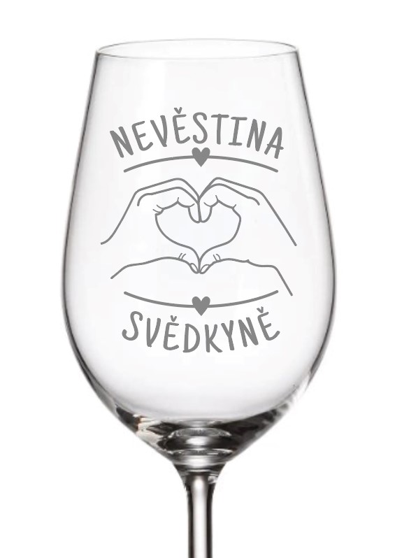 Dekorant svatby Sklenička pro svědkyni NEVĚSTINA SVĚDKYNĚ 350 ml 1 ks