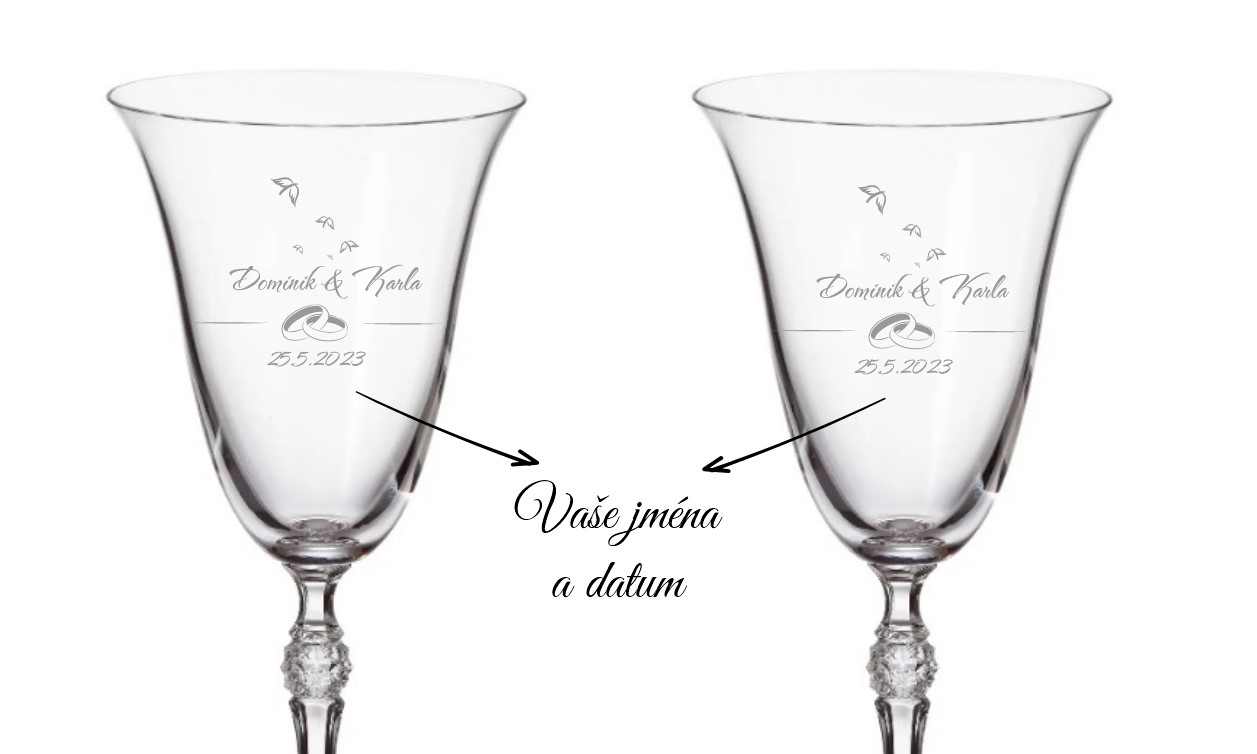 Svatební skleničky na bílé víno PRSTEN 250 ml 2KS