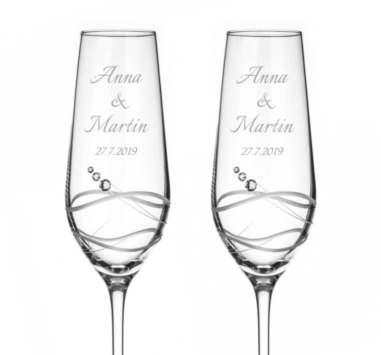 Svatební skleničky na šampaňské Venezia s krystaly Swarovski 230 ml 2KS