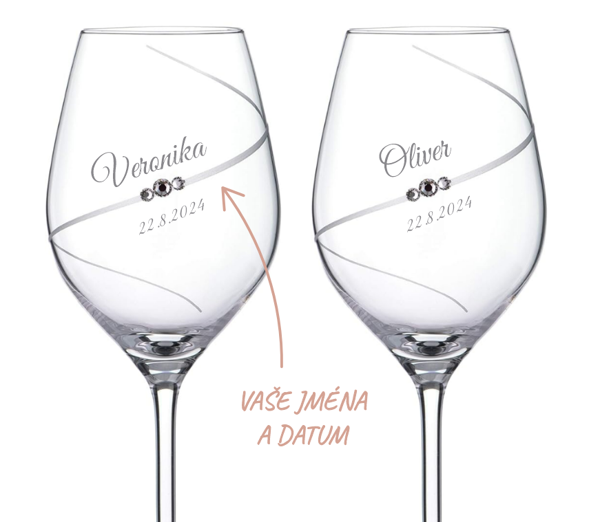 Svatební sklenice na bílé víno Silhouette City s krystaly Swarovski 360ml 2KS