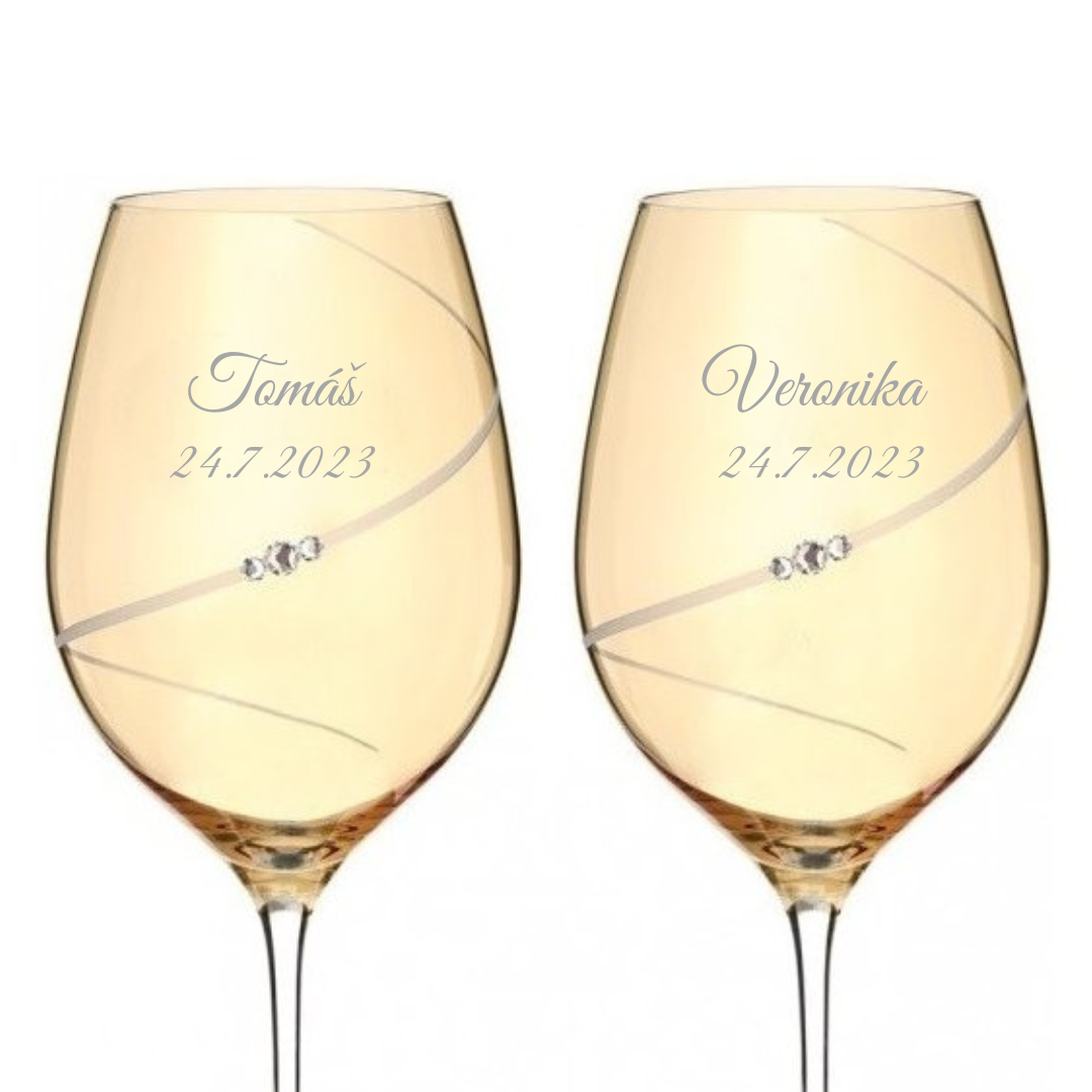 Svatební sklenice na bílé víno Silhouette City Amber s krystaly Swarovski 360 ml 2KS