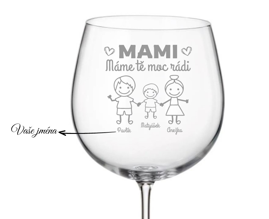 Dekorant Sklenička na víno pro maminky MAMI