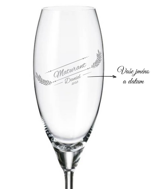 Dekorant Sklenička na šampaňské pro maturanty MATURANT