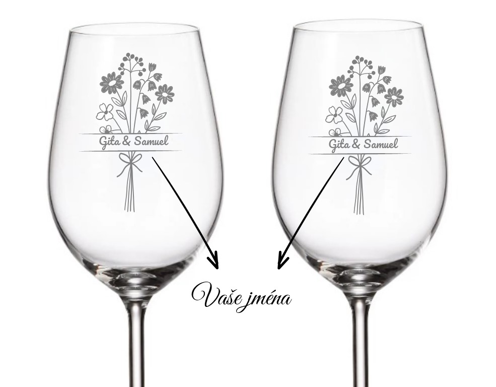 Svatební skleničky na bílé víno LÚČNÍ KVÍTÍ