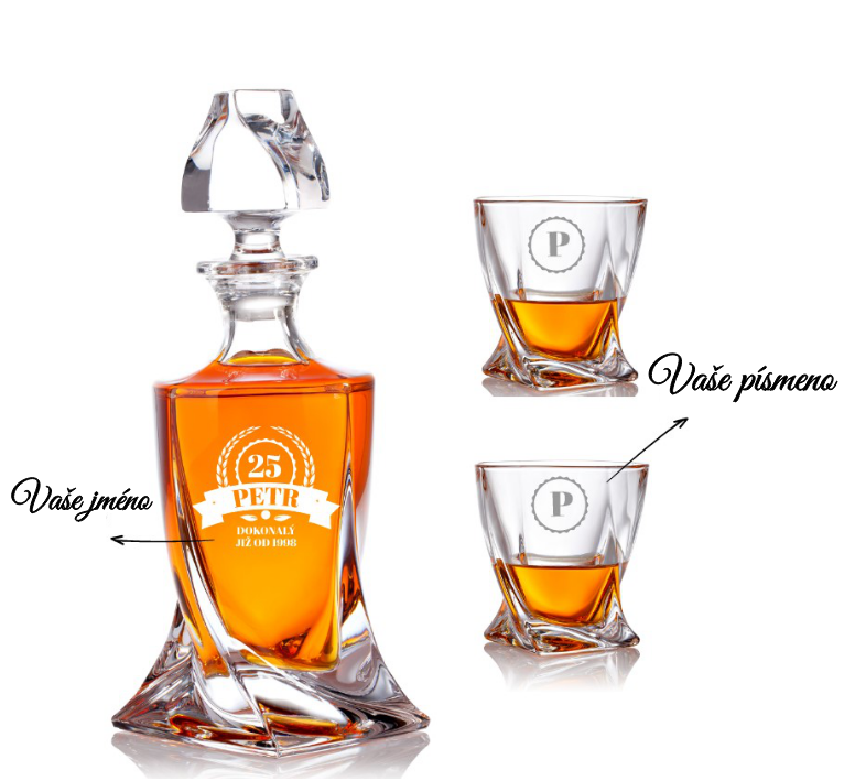 Dekorant Bohemia Crystal křišťálový whisky set s gravírováním DOKONALÝ 1+2