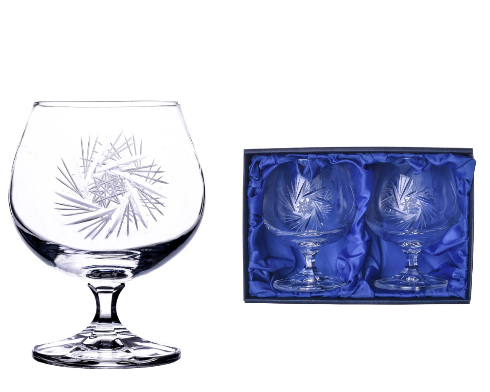 Bohemia Crystal ručně broušené sklenice na brandy a koňak Větrník 250 ml 2KS