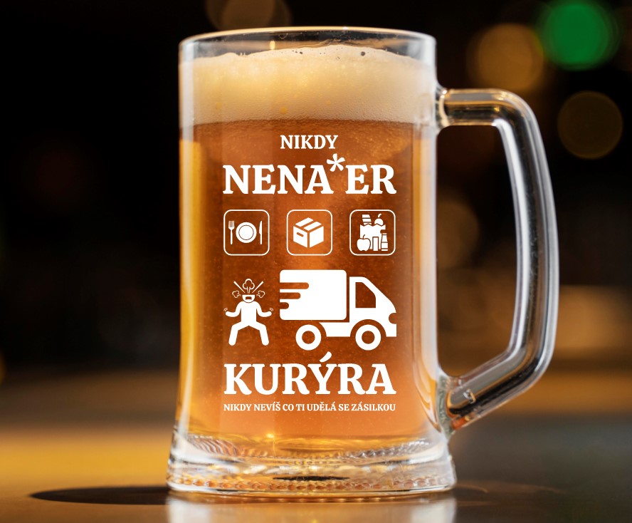 Pivní půllitr pro kurýry NIKDY NENA*ER KURÝRA