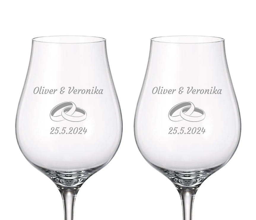 Svatební sklenice na bílé víno Prstýnky 250 ml 2KS